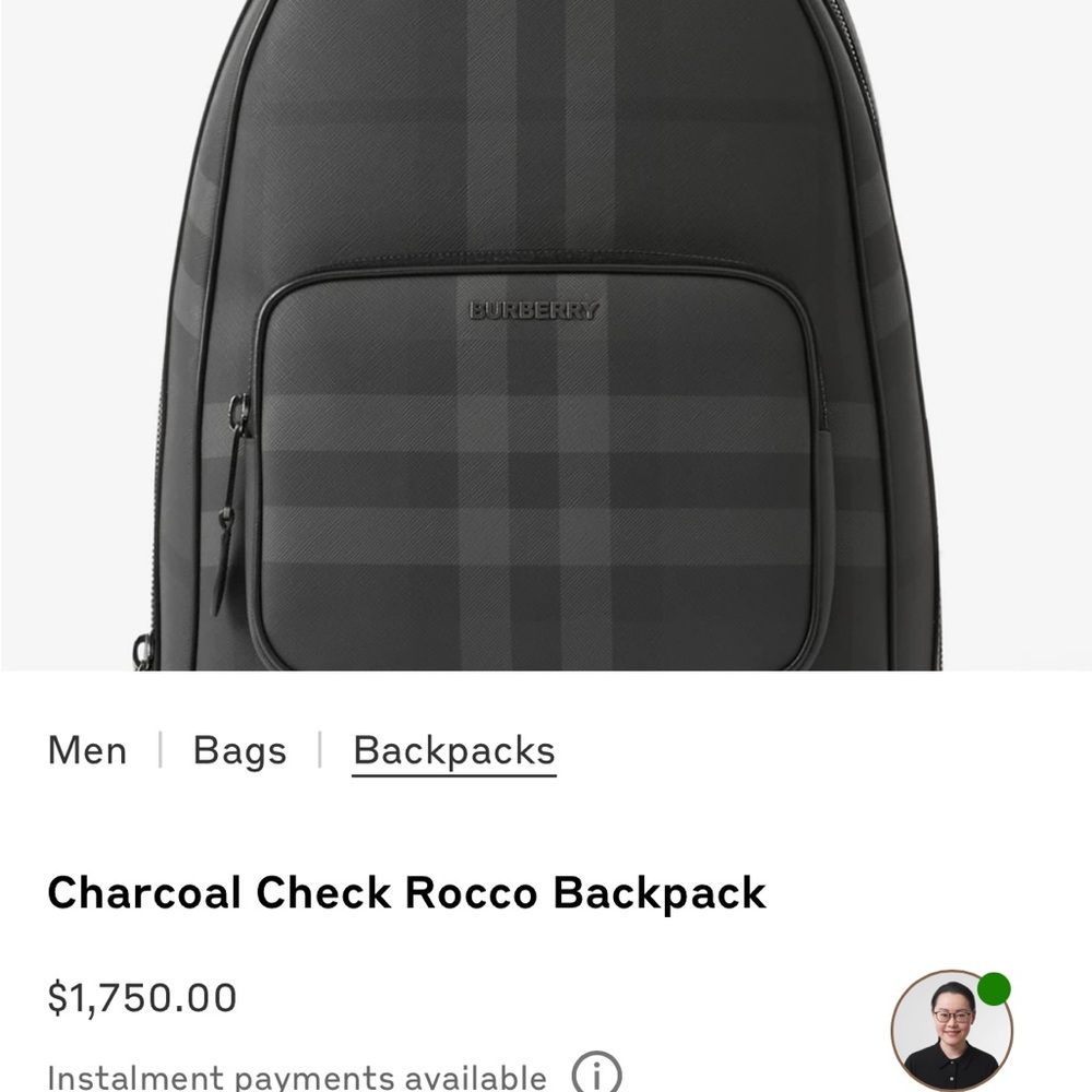 Burberry Charcoal Check Rocco Backpack plus bear charms - Picture 4 of 5